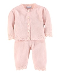 Knit in ultra-soft cotton with a delicate pointelle-knit pattern, the cardigan-and-pant set is an essential for baby. Knit in ultra-soft cotton with a delicate pointelle-knit pattern, the cardigan-and-pant set is an essential for baby.