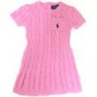 Ralph Lauren Toddler Girls Cable-knit Sweater Dress; Pink with Navy Blue Pony Logo (3T) Ralph Lauren Toddler Girls Cable-knit Sweater Dress; Pink with Navy Blue Pony Logo (3T)