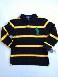 Ralph Lauren Polo Big Pony Rugby Stripe Long Sleeve Yellow Black Shirt, Size 4 4T Ralph Lauren Polo Big Pony Rugby Stripe Long Sleeve Yellow Black Shirt, Size 4 4T