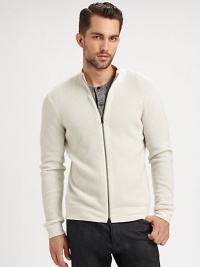 An elegant, contemporary design that layers beautifully over any soft cotton henley or woven sportshirt to keep you stylishly warm and cozy all season long; Knitted in waffle textured cashmere for longlasting style and comfort.Two-way zip frontMockneckBanded cuffs and hemCashmereDry cleanImported An elegant, contemporary design that layers beautifully over any soft cotton henley or woven sportshirt to keep you stylishly warm and cozy all season long; Knitted in waffle textured cashmere for longlasting style and comfort.Two-way zip frontMockneckBanded cuffs and hemCashmereDry cleanImported