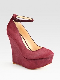 Pony hair pump with suede trim, modernized by an adjustable, contrasting ankle strap. Self-covered wedge, 5 (125mm)Covered platform, 1½ (40mm)Compares to a 3½ heel (90mm)Pony hair and suede upperLeather lining and solePadded insoleImported Pony hair pump with suede trim, modernized by an adjustable, contrasting ankle strap. Self-covered wedge, 5 (125mm)Covered platform, 1½ (40mm)Compares to a 3½ heel (90mm)Pony hair and suede upperLeather lining and solePadded insoleImported