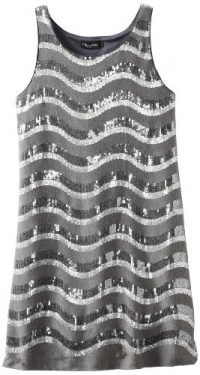 Ruby Rox Kids Girls 7-16 Sequin Wavey Trapeze, Charcoal/Silver, Medium Ruby Rox Kids Girls 7-16 Sequin Wavey Trapeze, Charcoal/Silver, Medium