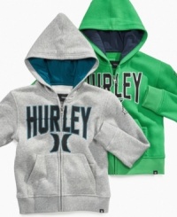 This soft zip-up hoodie by Hurley will keep him warm while looking trendy. This soft zip-up hoodie by Hurley will keep him warm while looking trendy.