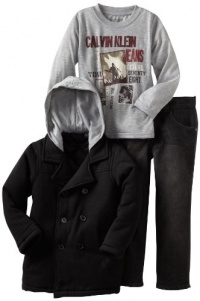 Calvin Klein Boys 2-7 Long Sleeve Tee And Jean Fleece Peacoat, Black, 4 Calvin Klein Boys 2-7 Long Sleeve Tee And Jean Fleece Peacoat, Black, 4