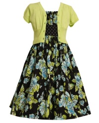 Size-12.5, Green, BNJ-7396R, 2-Piece Rose Floral Print Dress and Cardigan Shrug/Sweater Set,Bonnie Jean Girl Plus-Size Party Dress Size-12.5, Green, BNJ-7396R, 2-Piece Rose Floral Print Dress and Cardigan Shrug/Sweater Set,Bonnie Jean Girl Plus-Size Party Dress