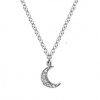Meira T 14K White Gold Baby Crescent Moon Charm Accented With Pave Diamond Necklace