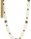 Betsey Johnson Iconic Autumn Pearl Bead and Fireball Strand Necklace