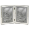 Lawrence Frames Polished Silver Plate 5x7 Hinged Double Picture Frame - Bead Border Design