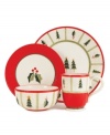 Celebrate every day with the cheery Christmas foliage of Timberline dinnerware by Fitz & Floyd. Durable stoneware makes heating and cleaning up after meals a cinch for merry laid-back dining.