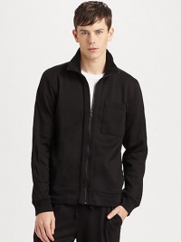 An ideal look for any casual occasion finds a home in the gym or on the town, styled in soft cotton jersey with a zip front and stand collar. Chest patch, side slash pockets About 27 from shoulder to hem Cotton; machine wash Imported An ideal look for any casual occasion finds a home in the gym or on the town, styled in soft cotton jersey with a zip front and stand collar. Chest patch, side slash pockets About 27 from shoulder to hem Cotton; machine wash Imported