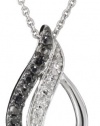 Sterling Silver Black and White Diamond Accent Drop Pendant Necklace (.05 cttw, I-J Color, I2-I3 Clarity), 18