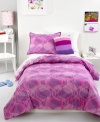 Far-out style. This comforter set from Jenni makes your room totally groovy with a swirling design in hot pink and purple hues for a stand-out look. Pair with the coordinating Purple Stripe decorative pillow.