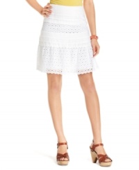 Allover eyelet makes for one flirty look! INC's petite skirt adds airy appeal to any outfit.