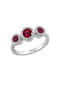 Effy Jewlery Gemma Diamond and Ruby Ring in 14k White Gold, .98 TCW Ring size 7