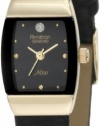 Armitron Women's 753594BKBK NOW Diamond Accented Gold-Tone Black Leather Dress Watch