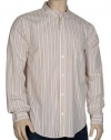 Marc Jacobs Mens Dress Shirt Cotton Beige and Tan Pinstripes X-Large XL Long Sleeves