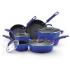 Rachael Ray Porcelain Enamel II Nonstick 10-Piece Cookware Set, Blue Gradient