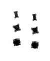 Great style comes in many shapes and sizes. GUESS's fashionable three pair earring set feature rectangle, square, and round-cut jet plastic studs set in hematite tone mixed metal. Approximate diameters: 6 mm.