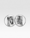 This gorgeous double frame uses the classic symbolism of joined circles, and makes the perfect wedding or anniversary gift.Metal & glassHolds two 5 x 7 photosImported