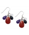 Polish your look with smooth and faceted stones. These sterling silver earrings feature drops of red agate (6 ct. t.w.), black agate (2 ct. t.w.), clear quartz (3/8 ct. t.w.) and amethyst (4 ct. t.w.) all in a chic cluster. Approximate drop: 1 inch.