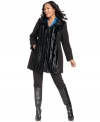 Glam up your look this winter season with Alfani's plus size coat, featuring a faux fur front.