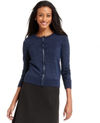 Add sparkle to your ensemble with Charter Club's petite metallic knit sweater, complete with a sequin-embellished placket. (Clearance) Add sparkle to your ensemble with Charter Club's petite metallic knit sweater, complete with a sequin-embellished placket. (Clearance)