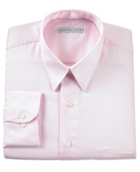 Maintain your crisp, professional look all day long in this handsome, wrinkle-free shirt. With a subtle sateen finish and classic fit, it features a point collar, chest pocket, button cuff and French placket. Round hem. Maintain your crisp, professional look all day long in this handsome, wrinkle-free shirt. With a subtle sateen finish and classic fit, it features a point collar, chest pocket, button cuff and French placket. Round hem.
