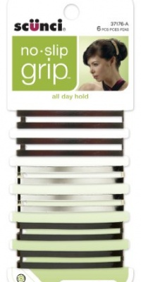 Scunci No-slip Grip Open Center Stay Tight Barrettes, 6-Count