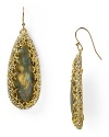 Gilded touches shine on this pair of Alexis Bittar teardrop earrings, detailed by a labradorite stone center.