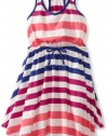 Roxy Kids Girls 7-16 Delightful Dress, Bubble Gum Stripe, X-Large