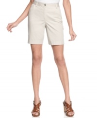 Karen Scott's crisp straight-leg shorts are wardrobe staples. Dress them up with a button-down shirt and wedges, or keep them casual with a tee and flats! Karen Scott's crisp straight-leg shorts are wardrobe staples. Dress them up with a button-down shirt and wedges, or keep them casual with a tee and flats!