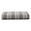 Inspired by the refined polish of menswear, this relaxed collection pairs solid brushed cotton and twill with faux suede trim and plaid. Sheets and pillowcases are in a soft cotton bold plaid in a grey and white palette.