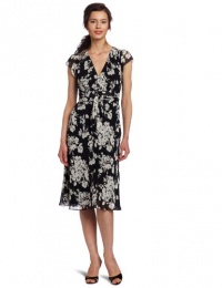 Evan Picone Women's Printed Obi Sash Chiffon Dress Evan Picone Women's Printed Obi Sash Chiffon Dress