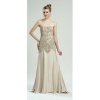 Sue Wong Womens Size 10 Champagne Strapless Beaded Evening Gown Dress
