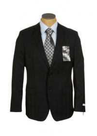 Calvin Klein Body Mens Black Windowpane Slim Fit Wool Suit Calvin Klein Body Mens Black Windowpane Slim Fit Wool Suit