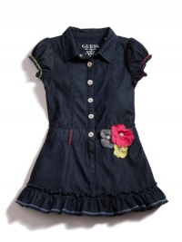 GUESS Kids Girls Denim Dress with Corsage, DARK STONEWASH (6) GUESS Kids Girls Denim Dress with Corsage, DARK STONEWASH (6)