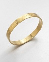 A radiant 12k goldplated design with a inspiring message. 12K goldplated zincDiameter, about 2.5Slip-on styleImported 