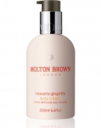 Our Heavenly Gingerlily Body Cream is a true original product in every way, using the finest essential oils and active extracts, it bring the flavors and aromas of the Polynesian islands to life. The indulgent body lotion will leave your skin not only feeling hydrated and moisturized, but mica extract leaves the skin with a sheen of shimmer which is visible after application. Perfect for holiday or going out. Made in England. 6.6 oz.