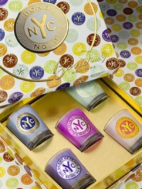 Praise is justifiable for the fine-ness of these scented candles, which smell every bit as exquisite as the eau de parfum. These traveler candles are sized to stow in a suitcase. Think of them as ambiance-enhancing New York neighborhood souvenirs. Five-pack includes: Chelsea Flowers, Chinatown, Eau de New York, Nuits de Noho and The Scent of Peace, each bearing the Bond No. 9 token. Praise is justifiable for the fine-ness of these scented candles, which smell every bit as exquisite as the eau de parfum. These traveler candles are sized to stow in a suitcase. Think of them as ambiance-enhancing New York neighborhood souvenirs. Five-pack includes: Chelsea Flowers, Chinatown, Eau de New York, Nuits de Noho and The Scent of Peace, each bearing the Bond No. 9 token.