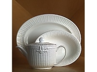 This eclectic service with its beautifully-detailed basket-style relief is an everyday white china for those who appreciate the unique. Bone china. This eclectic service with its beautifully-detailed basket-style relief is an everyday white china for those who appreciate the unique. Bone china.