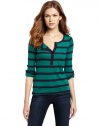 Splendid Women's 2 Color St Henley Shirt, Jade/Navy, X-Small
