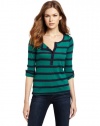 Splendid Women's 2 Color St Henley Shirt, Jade/Navy, X-Small