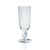 Detailed with Lalique's signature touch - a swirl of frosted glass on the stem. Shown from left to right: carafe, pitcher, flute, goblet, wine glass, small wine glass.