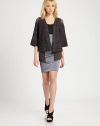 EXCLUSIVELY AT SAKS.COM. A heathered knit style with an open front and loose knit details at shoulders. Open front Three-quarter length kimono sleevesSheer, loose knit shouldersAbout 24 from shoulder to hem57% linen/27% cotton/16% nylonDry cleanImported of Italian fabricsModel shown is 5'9½ (176cm) wearing US size Small.