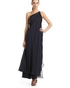 THE LOOKAsymmetrical necklineThin vertical strapBeaded bodice with draped fabric overlayFront and back gentle drapingBack zip with hook-and-eye closureTHE FITAbout 57 from shoulder to hemTHE MATERIALSilkFully linedCARE & ORIGINDry cleanMade in ItalyModel shown is 5'10½ (179cm) wearing US size 4. 