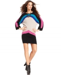Colorblocking adds a modern appeal to this BCBGMAXAZRIA sweater dress -- perfectly paired with your fave tights and boots! Colorblocking adds a modern appeal to this BCBGMAXAZRIA sweater dress -- perfectly paired with your fave tights and boots!