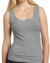 Calvin Klein Women's Mini Stripe Compression Tank,Black/White Stripe,Small/Medium