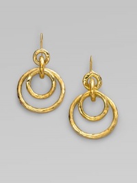 Circles within circles, linked by more circles, create a look that's sleek and modern. 18k yellow gold Drop, about 2 Ear wire Imported