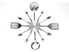 Present Time Wall Clock Silverware Steel Utensils, Large