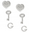 G by GUESS Key & Pave Heart Stud Set, SILVER